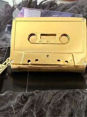 NWOT Gold Cassette Tape Zip Wallet